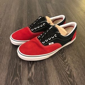 Vans Era 2 Tone Black Red Suede Shoes Men’s 13
